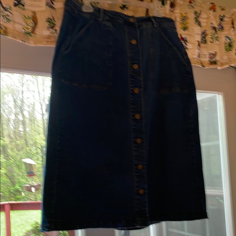 Classic Denim Button-Front Skirt